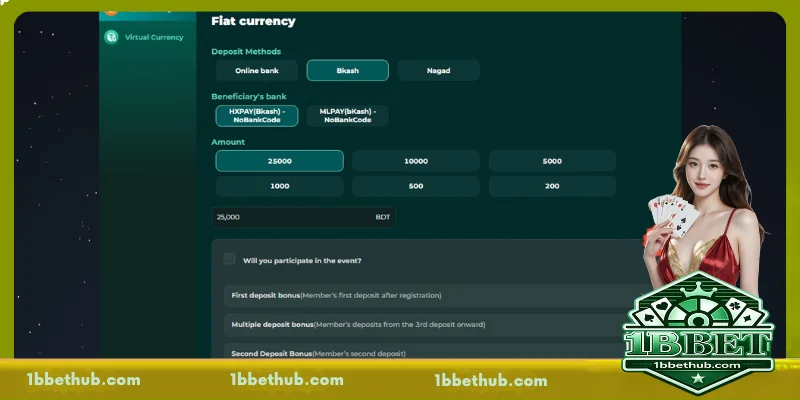 Conditions for depositing money into 1BBET effectively