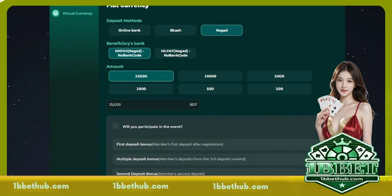 Detailed guide on deposit 1BBET money into