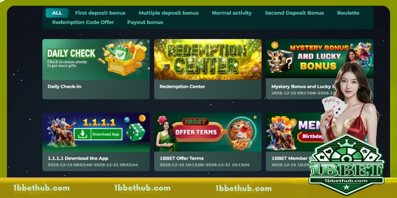 Summary of current 1BBET promotions